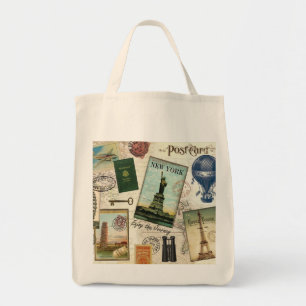 Bolso De Tela collage de viaje vintage moderno