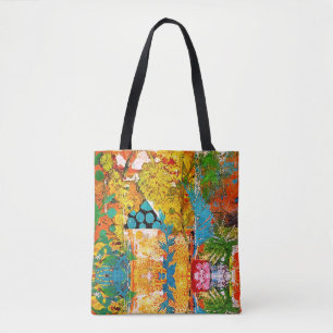 Bolso De Tela Collage floral por todo el Tote