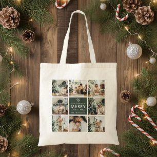 Bolso De Tela Collage moderno “Feliz Navidad” con varias fotos