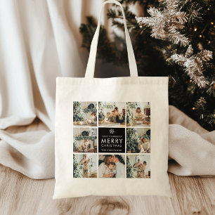 Bolso De Tela Collage moderno “Feliz Navidad” con varias fotos