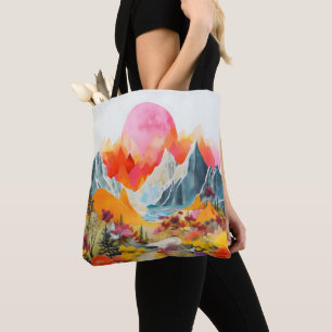 Bolso De Tela Collage Paisaje Colorido