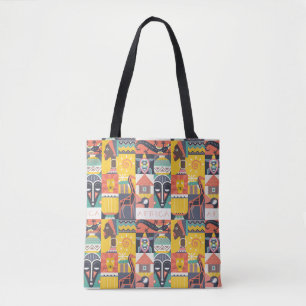 Bolso De Tela Collage simbólico africano del arte