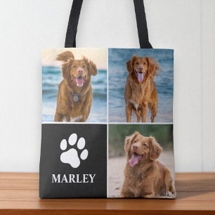 Bolso De Tela Collar de fotos personalizado con nombre y huella 