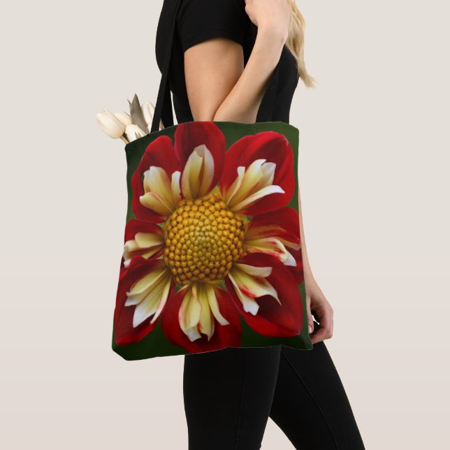 Bolso De Tela Collarette Roja Dahlia Floral (Detalle)