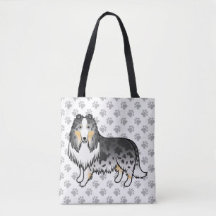 Bolso De Tela Collie Áspero Blue Merle Perro de Dibujos Animados