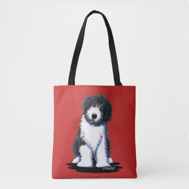 Bolso De Tela Collie Barbudo (Anverso)