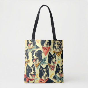 Bolso De Tela Collie de borde de vintage sin inconvenientes