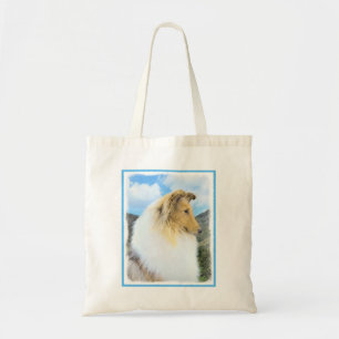 Bolso De Tela Collie in Mountains (Rough) Pintura - Perro Art