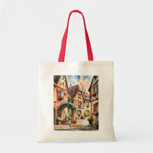 Bolso De Tela Colmar Francia Alsacia Acuarela Viaje Texto Person