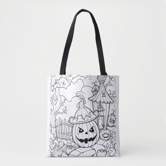 Bolso De Tela Coloca tu propio Jack-o-Lantern (Anverso)