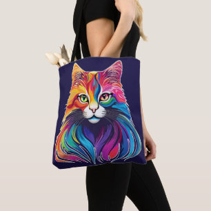 Bolso De Tela Color arcoiris del retrato del gato de Maine