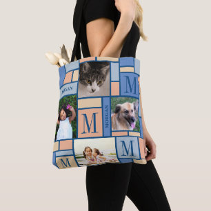 Bolso De Tela Color Block Peach Blue Moda trendy 8 Foto
