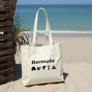Bolso De Tela Color claro de los iconos monotónicos de las Bermu