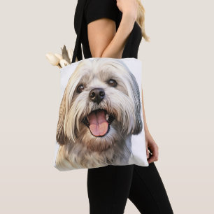 BOLSO DE TELA COLOR DE AGUA ADORABLE LHASA APSO DOG