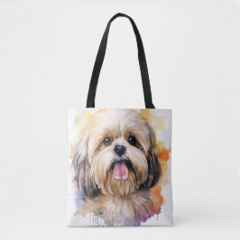 BOLSO DE TELA COLOR DE AGUA ADORABLE LHASA APSO DOG