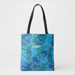 Bolso De Tela Color de agua azul de marfil verde
