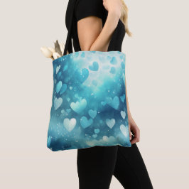 BOLSO DE TELA COLOR DE AGUA AZUL Y BLANCO