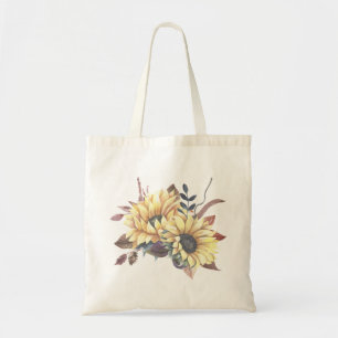 Bolso De Tela Color de agua Boho Girasol amarillo floral