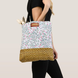 Bolso De Tela Color de agua de moda Floral Rattan look