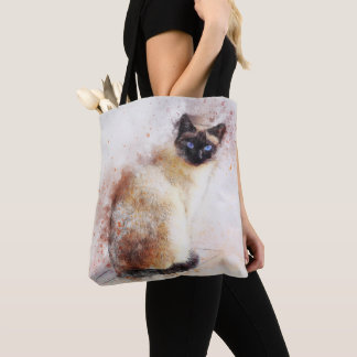 Bolso De Tela Color de agua del gato siamés