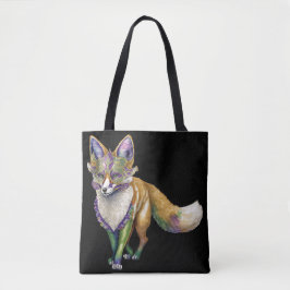 BOLSO DE TELA COLOR DE AGUA MARDI GRAS FOX CON MÁSCARA