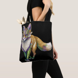 BOLSO DE TELA COLOR DE AGUA MARDI GRAS FOX CON MÁSCARA