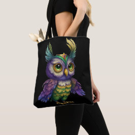 BOLSO DE TELA COLOR DE AGUA MARDI GRAS OWL BIRD