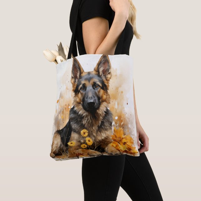 BOLSO DE TELA COLOR DE AGUA PERRO ALEMÁN SHEPHERG (Detalle)