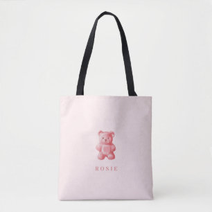 Bolso De Tela Color de agua personalizado Oso de goma rosa