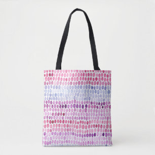 Bolso De Tela Color de agua rayado: Polka gris rosado