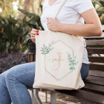 Bolso De Tela Color de agua rosa Eucalyptus Frame Monogramado<br><div class="desc">Monograma de eucalipto de color de agua</div>