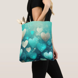 BOLSO DE TELA COLOR DE AGUA VERDE Y BLANCA