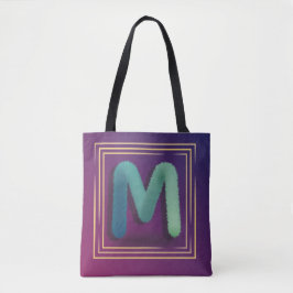 Bolso De Tela color de piel inicial "M" sobre fondo degradado