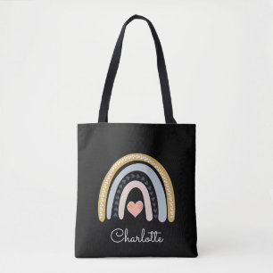 Bolso De Tela Color del arcoiris del Boho personalizado negro