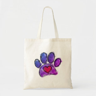 Bolso De Tela Color del dibujo del perro morado y azul