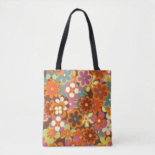 Bolso De Tela Color Floral vintage Seamless Pattern. Retro 70