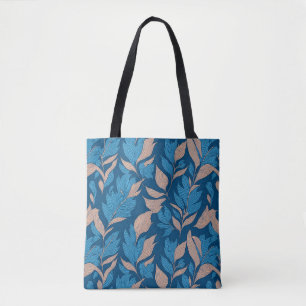 Bolso De Tela Color índigo con plumas