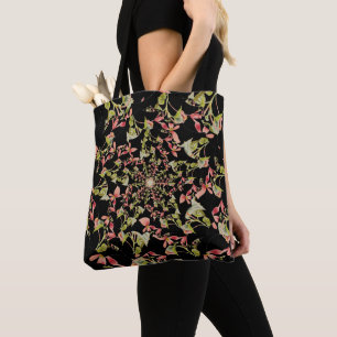 Bolso De Tela Color negro verde rosa negro Begonia arte fractal