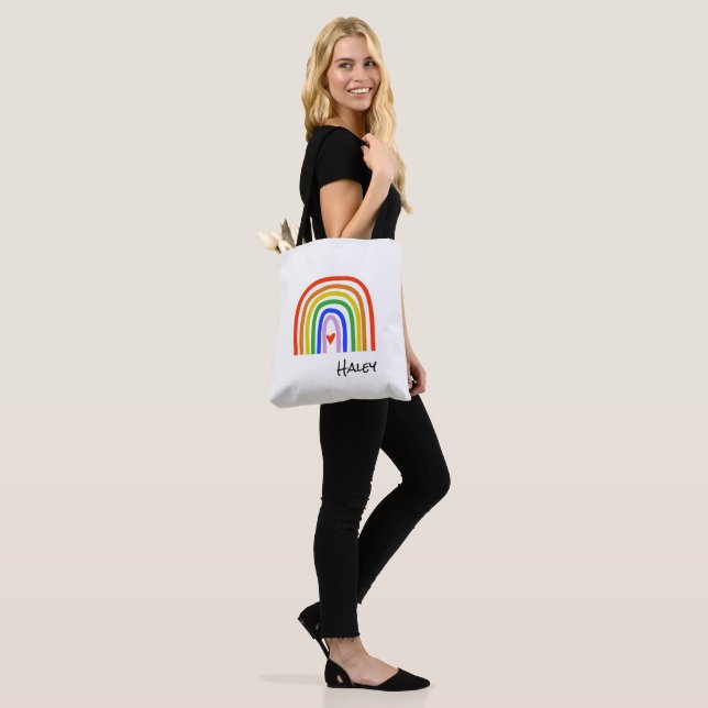 Bolso De Tela Color primario arcoiris Nombre personalizado blanc (Puesto)