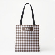Color Retro Cuadros de Gingham Marrón Chocolate