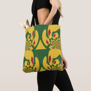 Bolso De Tela Color rojo oro y rasta verde Patrón de diseño de a