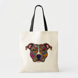 Bolso De Tela Color Therapy Butterfly Dog Portrait Pitbull Mama