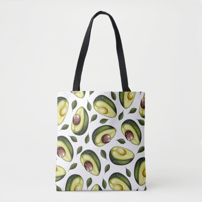 Bolso De Tela Color verde del patrón de aguacates (Anverso)