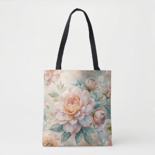 Bolso De Tela Colorante De Agua Floral De Tono De Peach Delicado