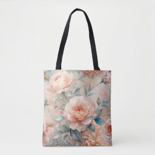 Bolso De Tela Colorante De Agua Floral De Tono De Peach Delicado