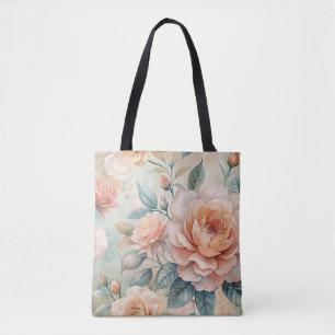 Bolso De Tela Colorante De Agua Floral De Tono De Peach Delicado