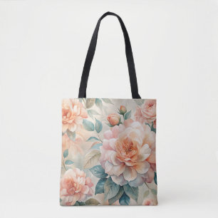 Bolso De Tela Colorante De Agua Floral De Tono De Peach Delicado