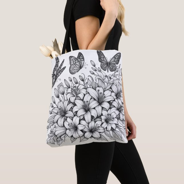 Bolso De Tela Colorante de mariposa floral Fantasía (Detalle)