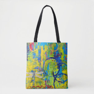Bolso De Tela Colores abstractos y libélula