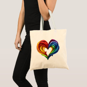 Bolso De Tela Colores arcoiris del corazón